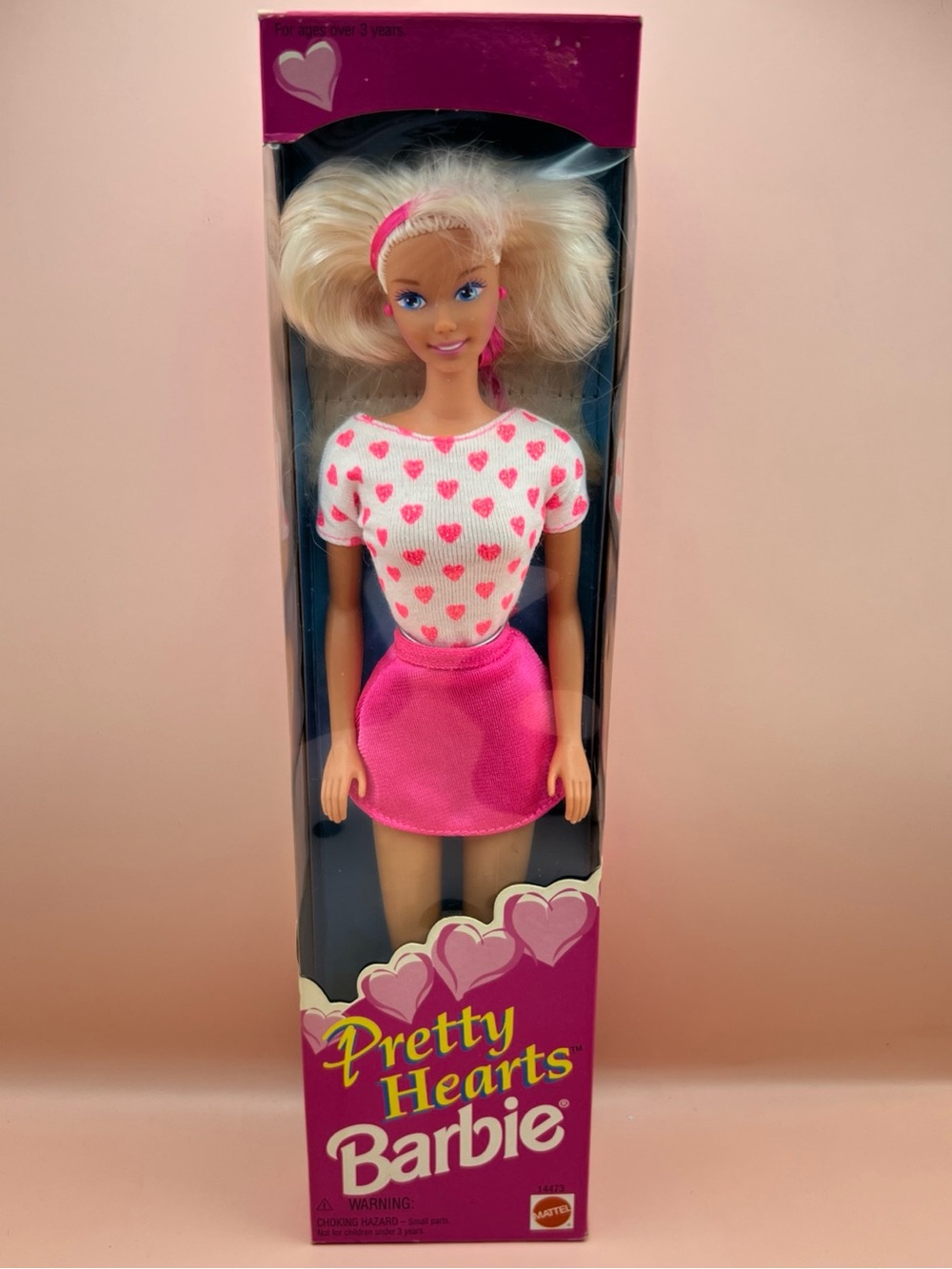Pretty Hearts Barbie Doll 1995 Blonde Blue Eyes Pink Skirt Heart Top NRFB NEW!